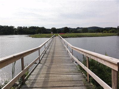 En bro og et net adskiller natursøen og familiesøen i Fyel Mose.